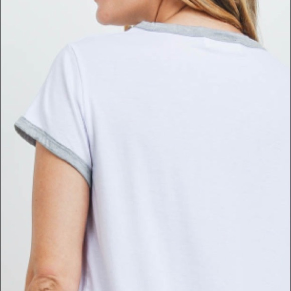 WHITE "THANKFUL GRATEFUL Alive Blessed” graphic print ringer tee, New!🙏🏾 - Picture 9 of 14